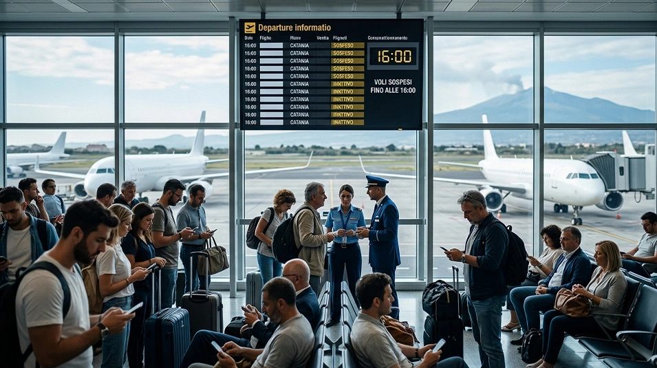 Voli all'aeroporto di Catania sospesi fino alle 16:00.